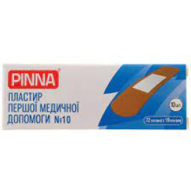 Пластырь первой медицинской помощи Pinna на тканевой основе 72mm(мм)х19mm(мм) №10.