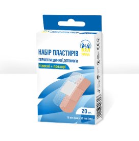 Набір пластирів першої допомоги Pinna прозорі та тілесні 20 шт.